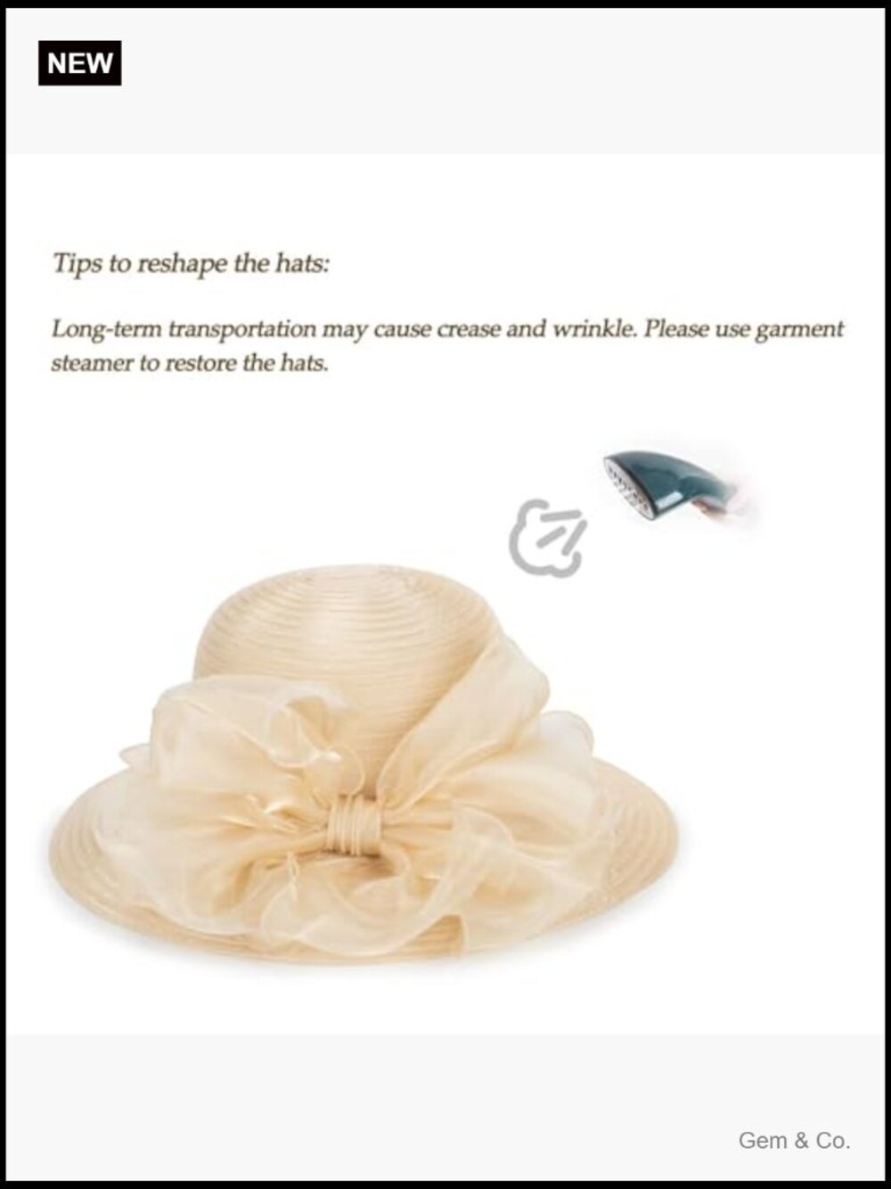 Wide Brim Organza Derby Church Hat Sun Protection Adjustable - Picture 4 of 7